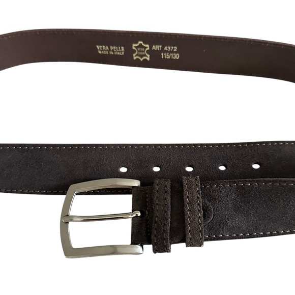 VERA PELLE ITALIAN SUEDE BROWN BELT SIZE 44-46 - Picture 3 of 7